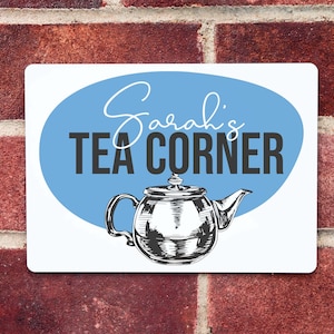 Personalised Gift | Tea Corner Metal Sign | Kitchen Sign Gift | Tea Lovers Gift