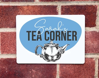 Personalised Gift | Tea Corner Metal Sign | Kitchen Sign Gift | Tea Lovers Gift