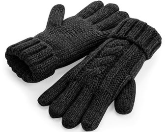Cable Knit Design Gloves | Mustard Black Navy | Vintage Cable Knit Design | Ribbed Cuffs