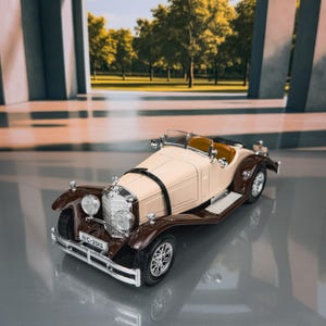 Mercedes-Benz SSK 1928 | Modèle réduit de voiture moulé sous pression | Voitures miniatures anciennes | Mercedes Benz miniature | Modèle réduit de voiture à l&#39;échelle 1:24 | Cadeau