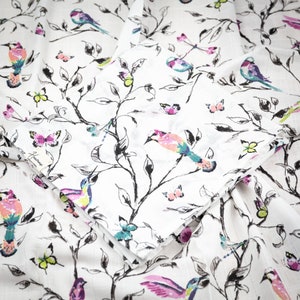 Super Soft Colourful Birds Muslin Blanket 70x70 cm | 100% Organic Cotton Unisex Muslin Square