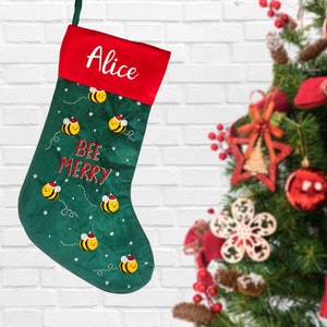 Personalised Christmas Stocking | Custom Name Christmas Stocking | Christmas Gift | Bee Merry Stocking