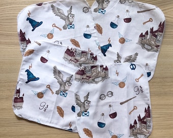 Wizarding School 23cm x 23cm | 100% Organic Cotton Poplin Cloth | Super Soft