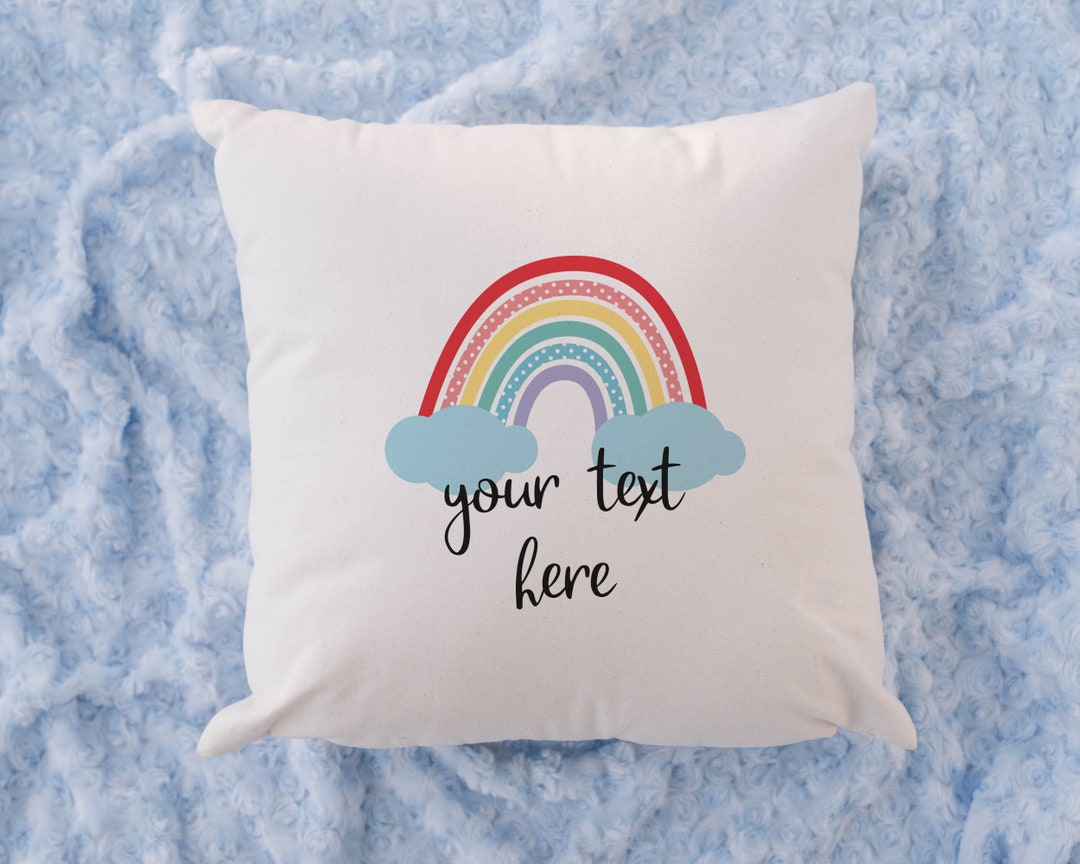 Rainbow Cushion Cover Personalised Custom Text Cushion Etsy UK
