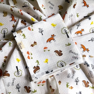 Mussola morbida in cotone biologico al 100% 85 x 85 cm / Forest Life / Quadrati di mussola unisex / Regalo / Scegli il tuo colore