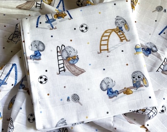 Organic Soft Muslin 85x85 cm | 100% Organic Cotton Unisex Muslin Square | Gift | Playground