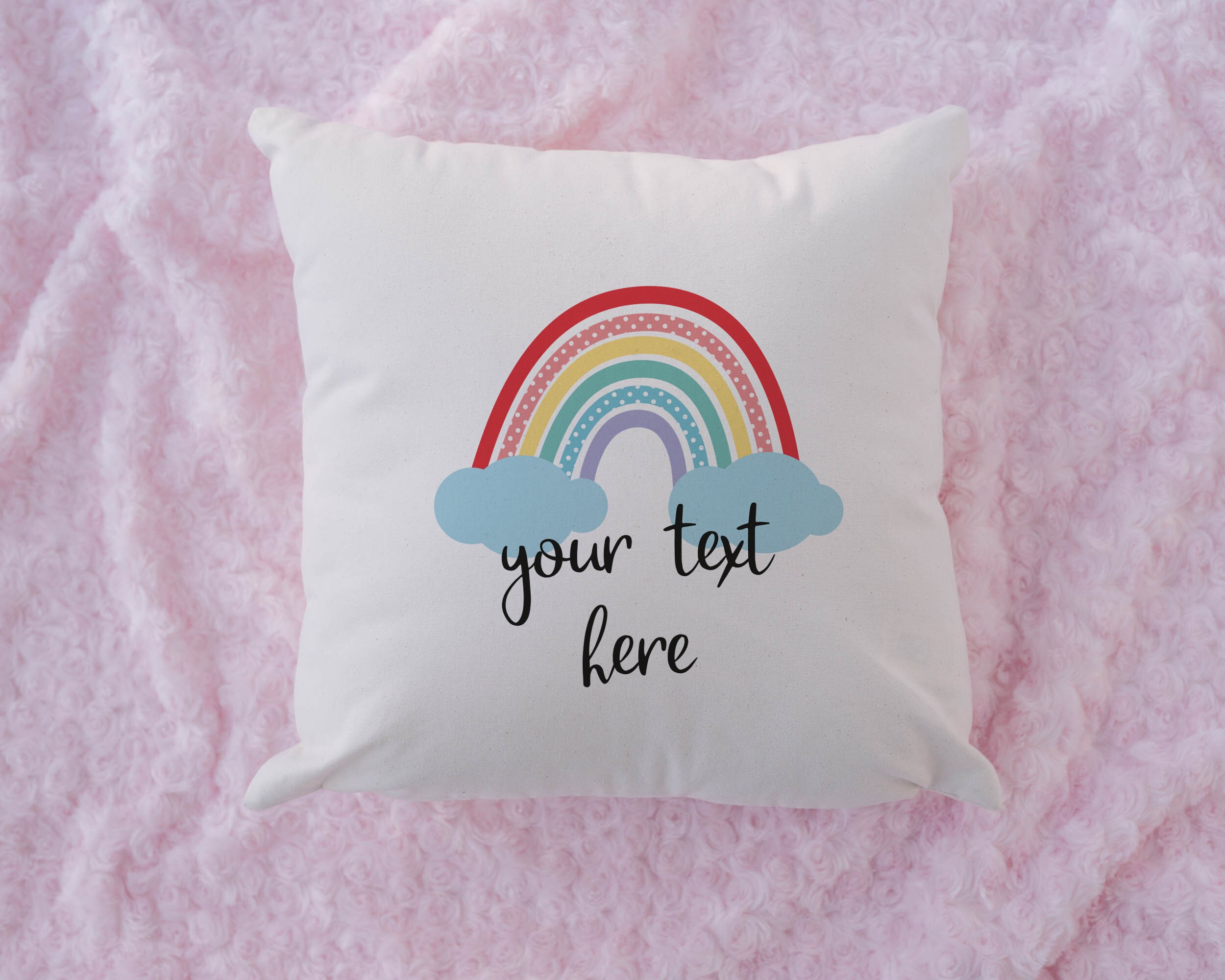 Rainbow Cushion Cover Personalised Custom Text Cushion Etsy UK