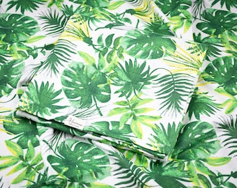 Super Soft Muslin Blanket 75x75 cm | 100% Organic Cotton  Muslin Square | Tropical Leaves Design