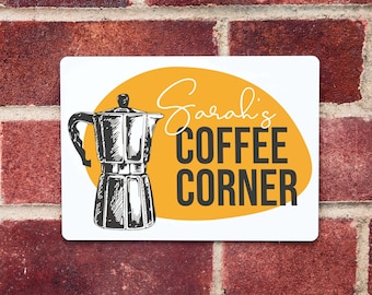 Personalised Gift | Coffee Corner Metal Sign | Kitchen Sign Gift | Coffee Lovers Gift