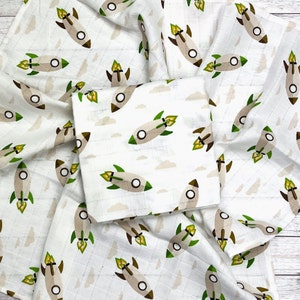 Super Soft Muslin Blanket 75cm x 75cm | 100% Organic Cotton Unisex Muslin Square | Rockets Design