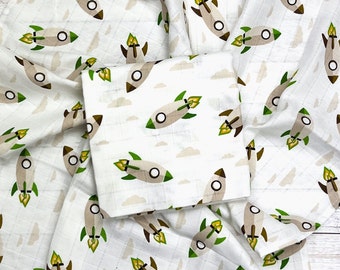 Super Soft Muslin Blanket 75cm x 75cm | 100% Organic Cotton Unisex Muslin Square | Rockets Design
