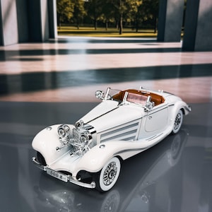 Mercedes Benz SSK de 1928 | Modèle réduit de voiture moulé sous pression | Voitures miniatures anciennes | Mercedes Benz miniature | Modèle réduit de voiture à l&#39;échelle 1:24 | Cadeau
