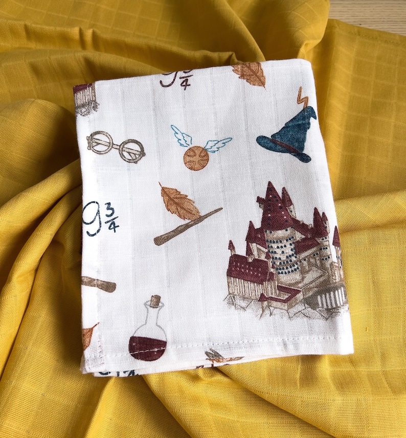 Wizarding School Muslin Squares 100% Organic Cotton Unisex Muslin Cloth Super Soft Muslin image 2