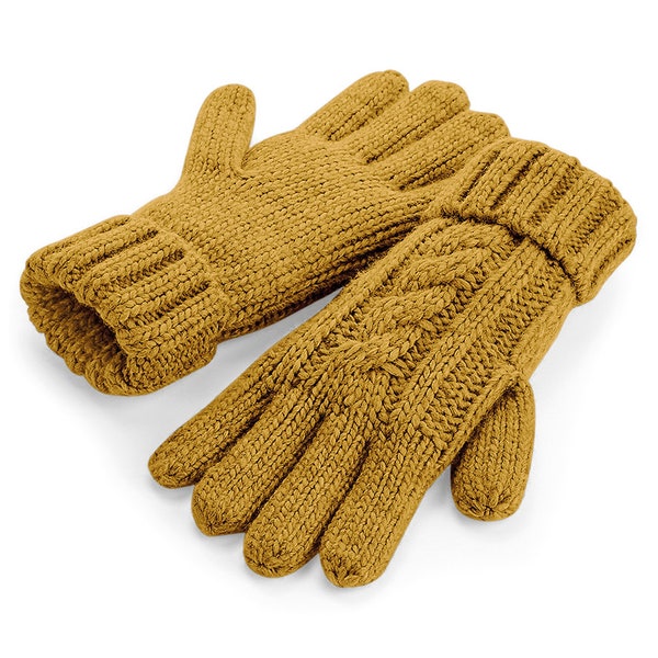 Cable Knit Design Gloves | Mustard Black Navy | Vintage Cable Knit Design | Ribbed Cuffs