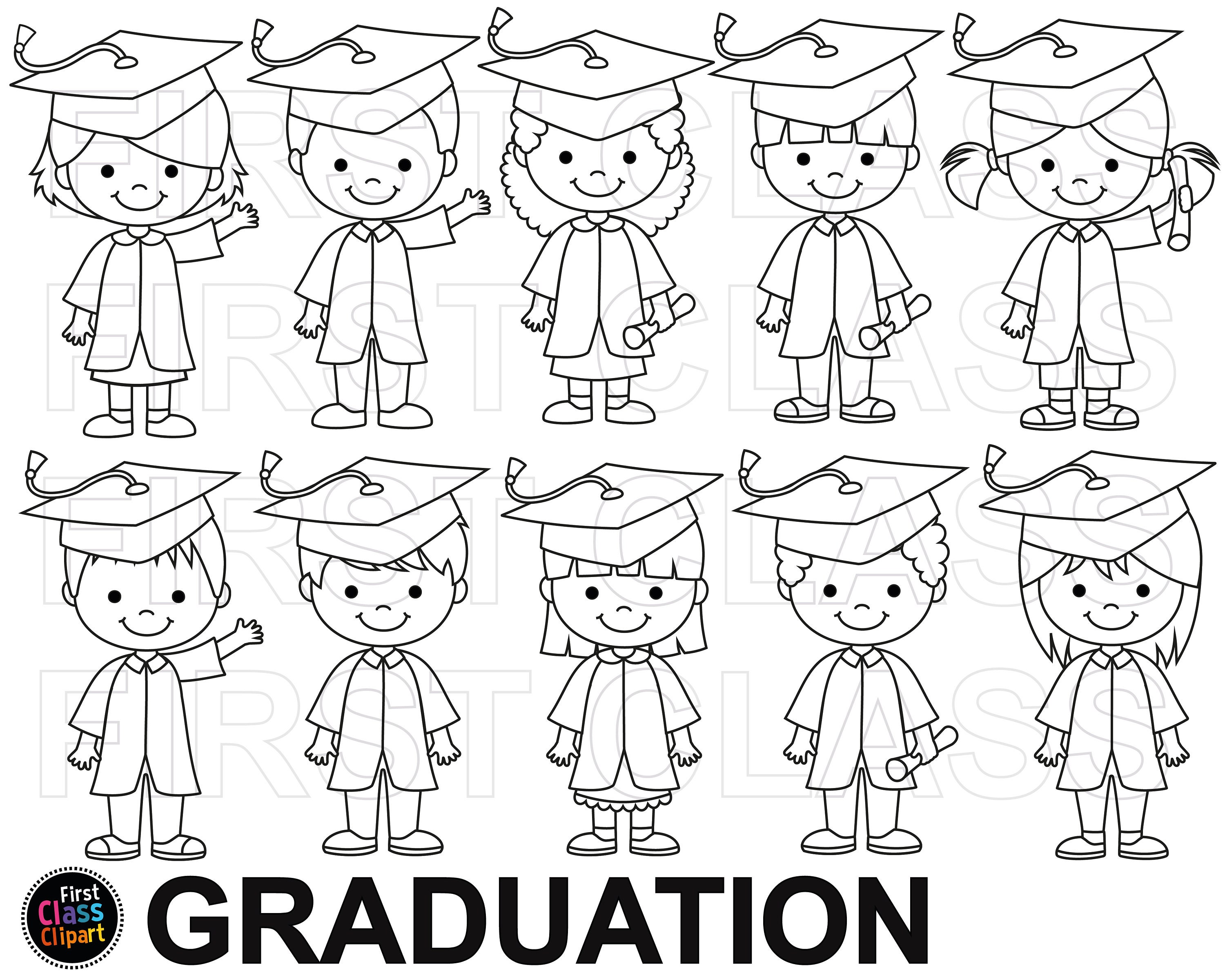 preschool graduation clip art black and white