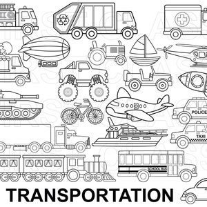 Trasporto Clipart, polizia, camion, taxi, camion dei pompieri, camion della spazzatura, barca, zeppelin, francobolli digitali, svg, png, piccolo uso commerciale