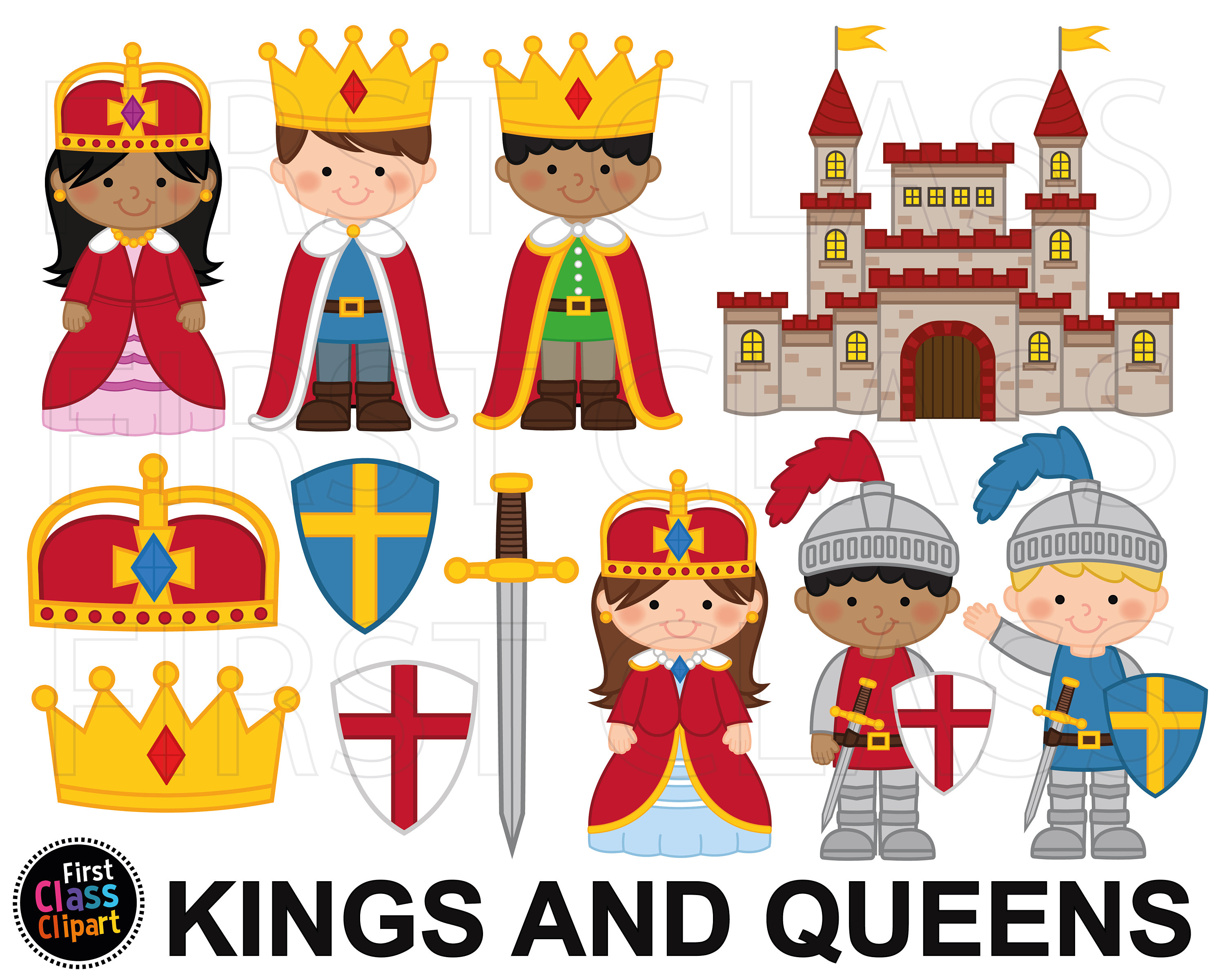 Medieval Clipart, Queens, Kings and Knights Clipart, Castle Clipart