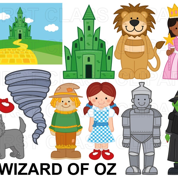 Wizard of Oz Clipart, Dorothy, Tin Man, Lion Clipart, Oz, Good Witch, Wicked Witch, Small Commercial use, SVG and PNG