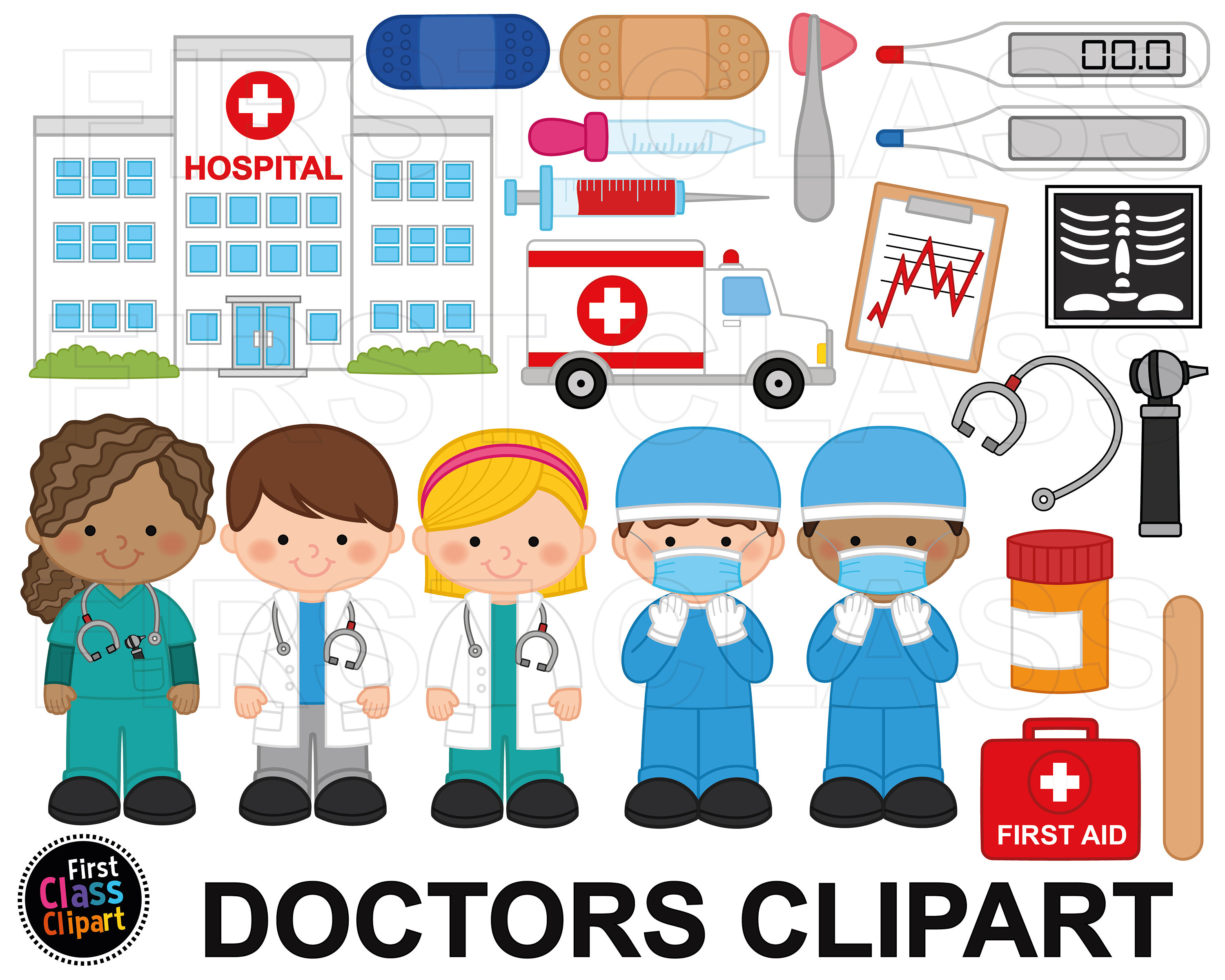 Doctors Clipart Surgeon Nurse Hospital First Aid - Etsy Australia