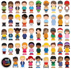 Kinderen Clipart, Kids Clipart, lente, zomer, herfst, winter, klein commercieel gebruik, INSTANT DOWNLOAD Png en Svg