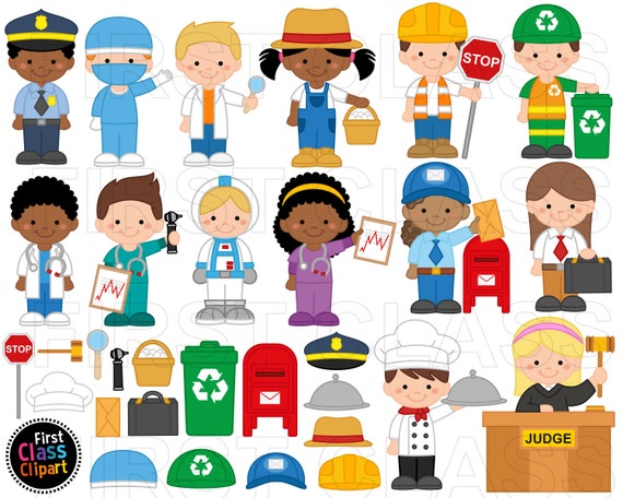 Community Helpers Clipart, Jobs, professionals clip art, professions and  workers clipart, svg, png, small commercial use