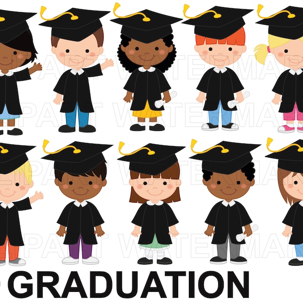 Graduation Clipart, Graduation Clip Art, Graduation kids, graduating boys and girls, svg, png, small commercial use