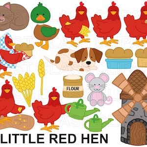 Petite poule rouge Clipart, poule, poulet clipart, clipart animaux de ferme, conte de fées, comptine, petite utilisation commerciale svg et png