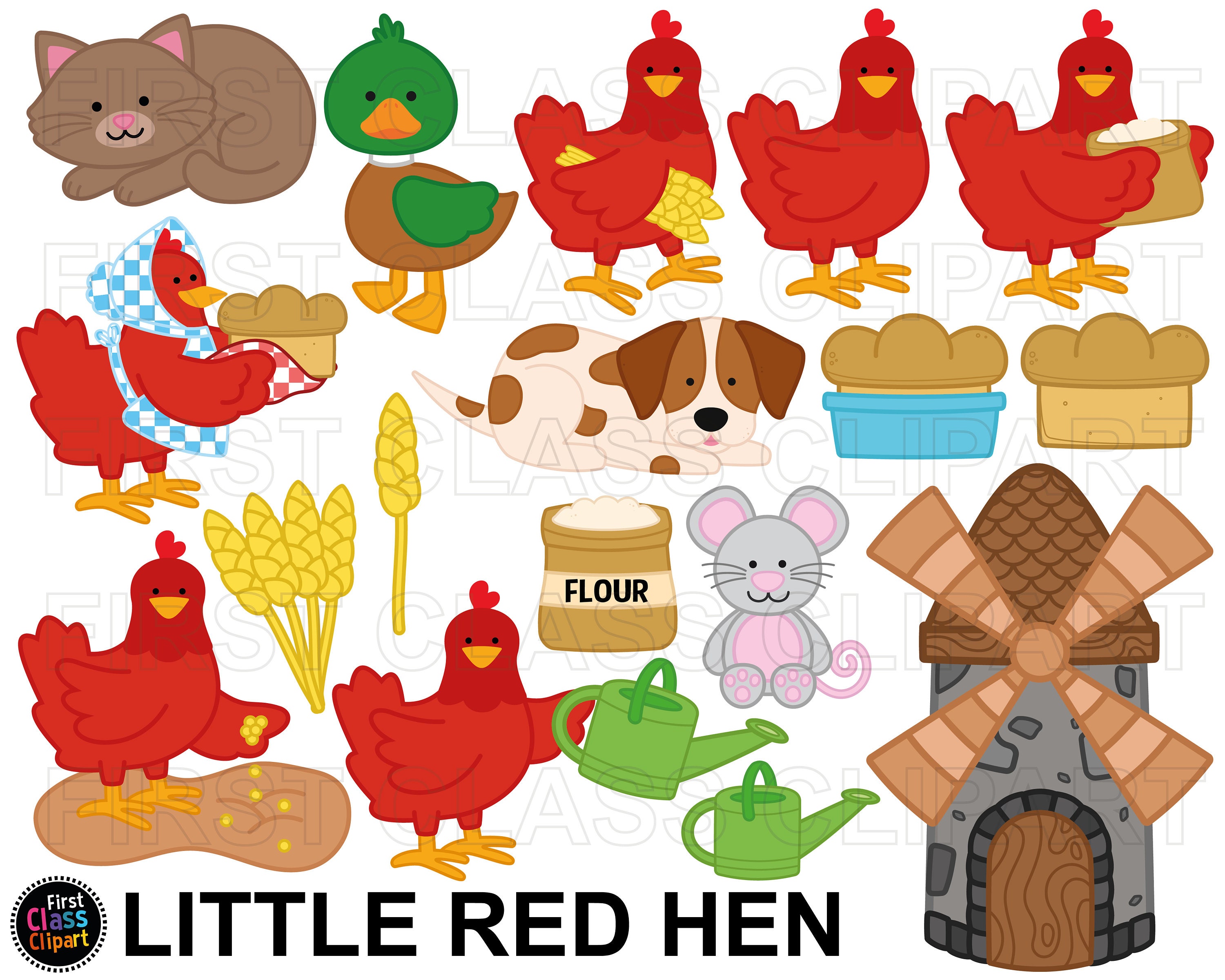 The little red hen characters clipart