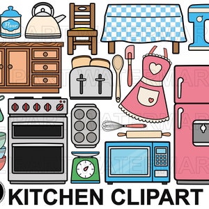 Kitchen Clipart, Fridge, Toaster, mixer oven, gloves, table, scales clipart, high resolution png and svg clipart
