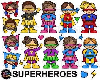 Superheroes clipart, super hero clip art, super kids clipart, high resolution png and svg, commercial use