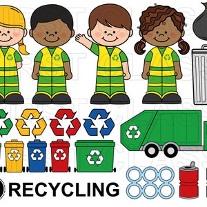 Recycling und Müll Clipart, Recycling Truck Clipart, Mülleimer und Dosen Clipart, png und svg, kommerzielle Nutzung
