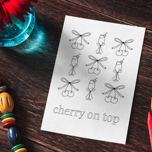 Cherry on Top Malseiten, Kirschen und Schleifen zum Ausdrucken