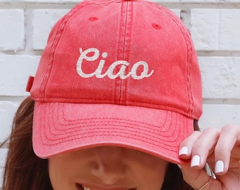 Broderad Ciao-hatt, italiensk basebollkeps i vintagestil