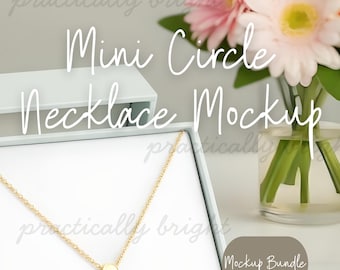 Zestaw makiet naszyjnika w kształcie mini koła, 3 obrazy, 6 obrazów PNG, narzędzie sprzedawcy Etsy do drukowania makiety produktu do ekspozycji naszyjnika