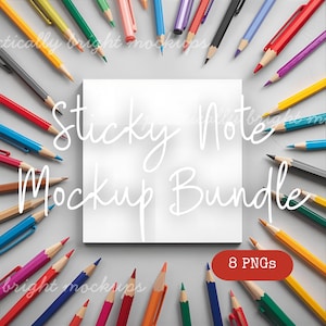 White Sticky Note Mockup Bundle, Colorful PNG of Square Post-it Note Pads, Etsy Seller Tool for Printify Product Mockup, Notepad Stock Photo