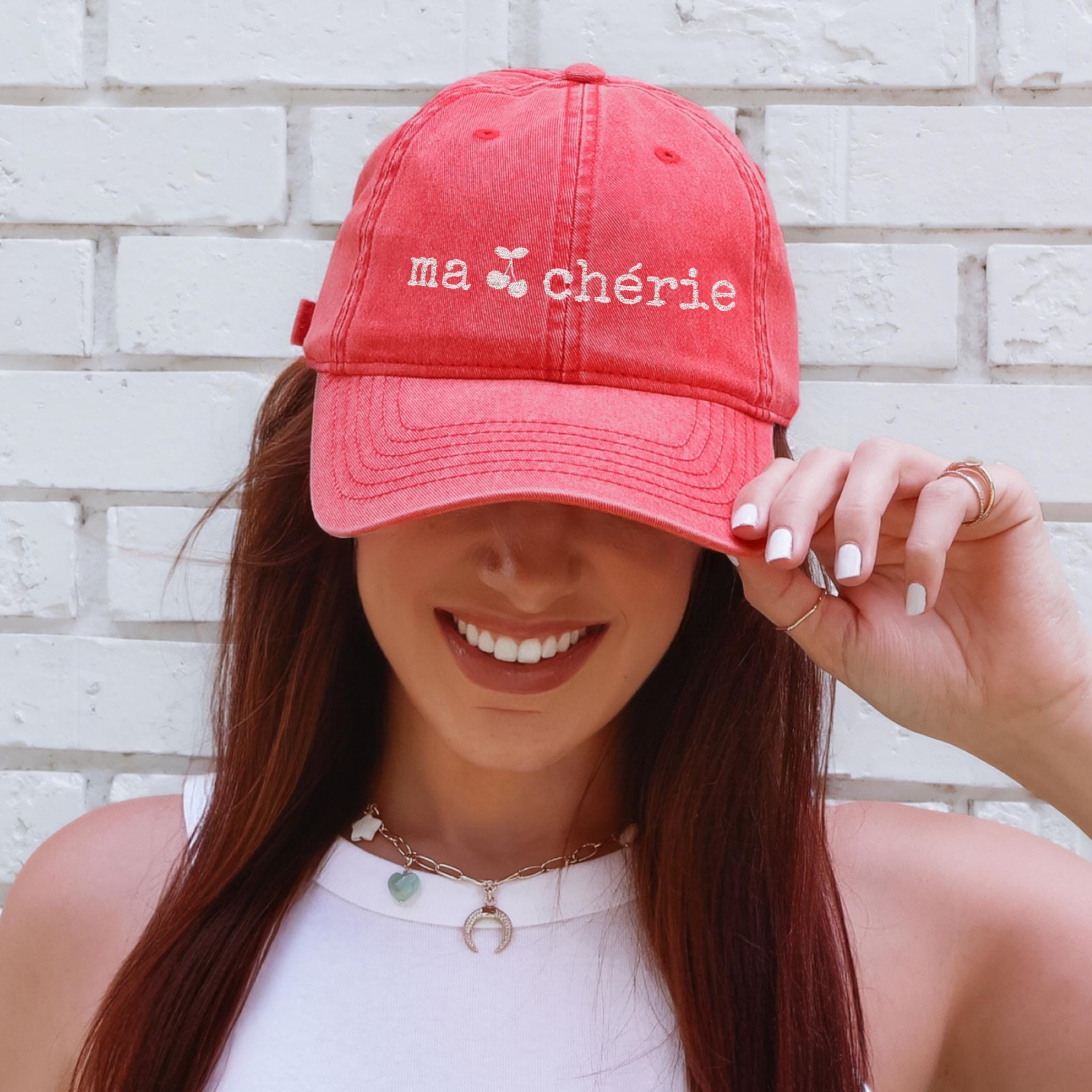 Anthropologie Mon Cherie New Pink Embroidered Cap Mon Cheri Trucker Hat Pink – Mapel Boutique main image 4