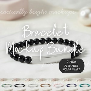 Beaded Bracelet Mockup Bundle, 7 PNG Images, Etsy Seller Tool for Printify Product Mockup for Bracelet Display with Bonus Color Chart