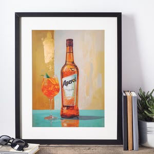 Plakat Aperol Spritz, grafika ścienna w stylu retro z koktajlem, dekoracja baru Aperol, dekoracja koktajli na Wybrzeżu Amalfi, grafika w stylu vintage jako prezent do domu