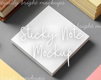 White Sticky Note Mockup, Digital Image of Post-it Note Pad