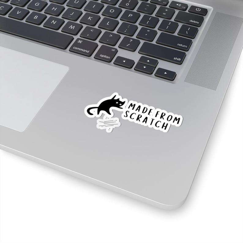 Made From Scratch Sticker, Funny Black Cat, Scratch Cat Decal, Cat ...
