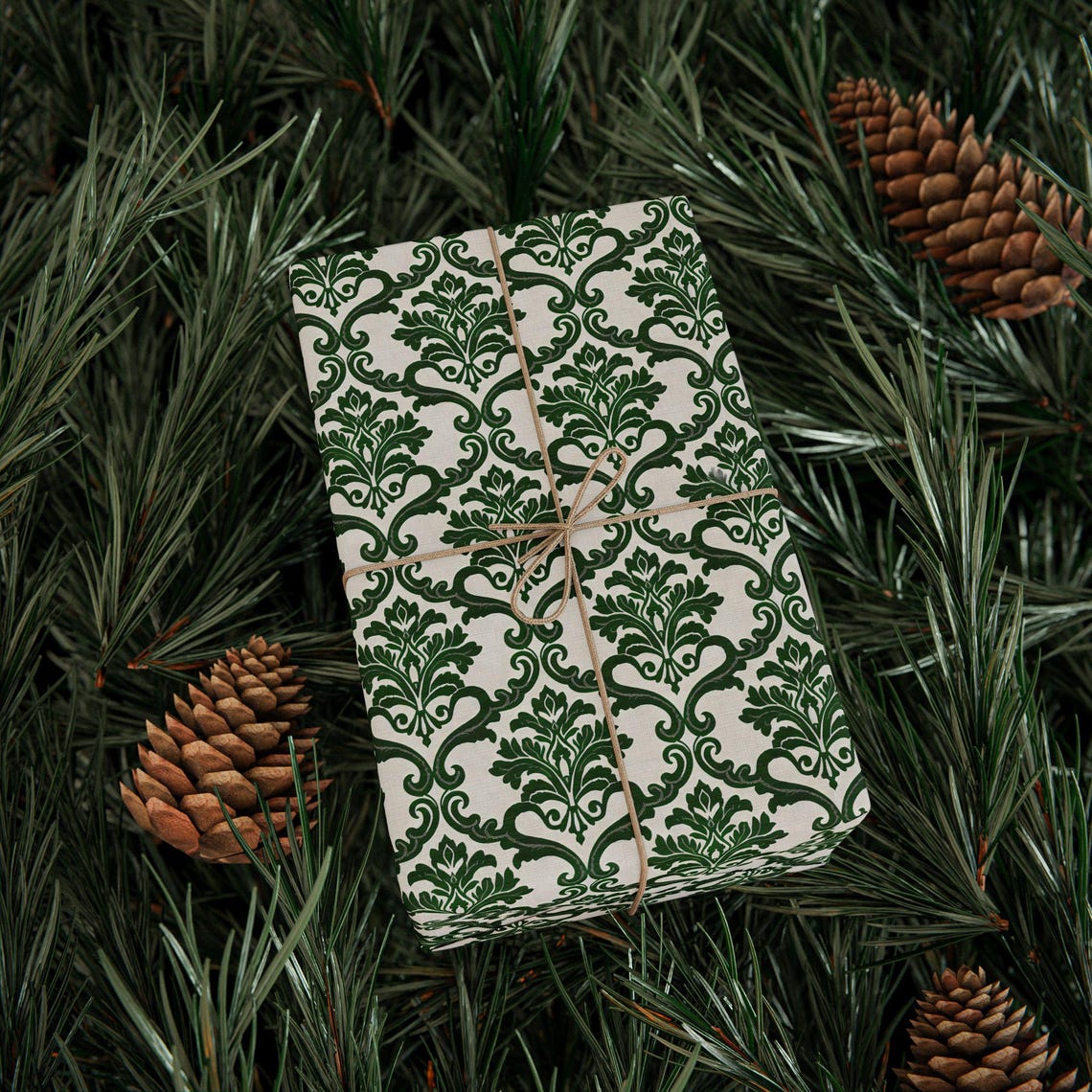 Emerald Green Damask Wrapping Paper, Elegant Grandmillennial Decor Etsy — free download