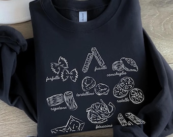Italian Pasta Shapes Heavyweight Pullover Sweatshirt S-5X