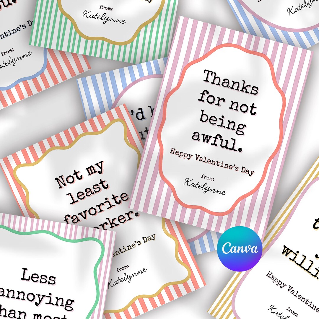 Top Rude Template 8 Editable Coworker Valentines, Valentines Gag Gift, Silly & Slightly ...