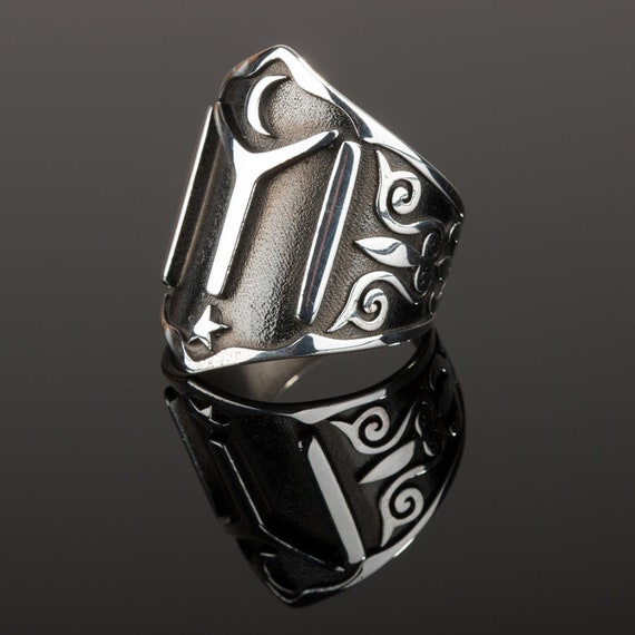 Kurulus Osman Original Thumb Ring 925 Sterling Silver Kayi Symbol