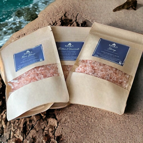 Aromatherapy Himalayan Bath Salts, rich in minerals with Pure Essential Oils for Relaxation and Better Sleep, Vegan- Made in UK