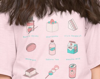 Kawaii Yume Food Buffet Top.  Kawaii Shirts in Pastel, Kawaii and harajuku aesthetic  T22