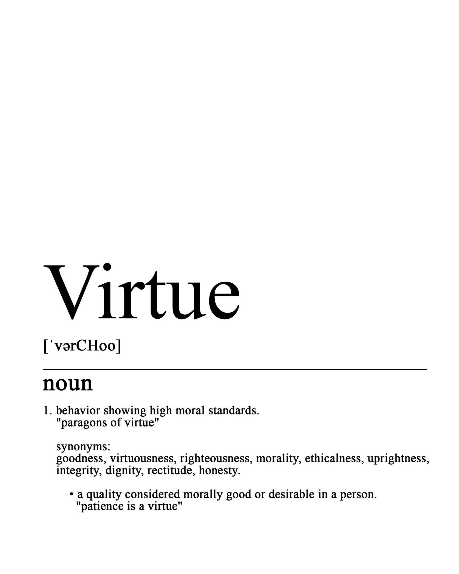 Virtue Definition Wall Print Poster Dictionary Extract Etsy