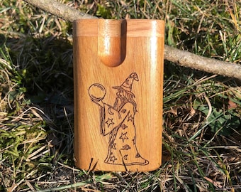 Wizard Lasered on 3&quot; length Teak Swivel Top Dugout