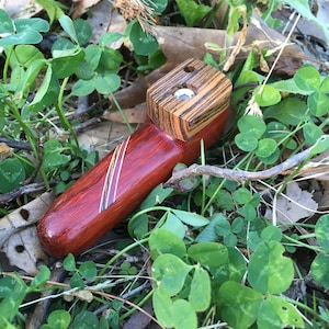 Inlaid Exotic Hardwood Pipe with Smokethrough Lid