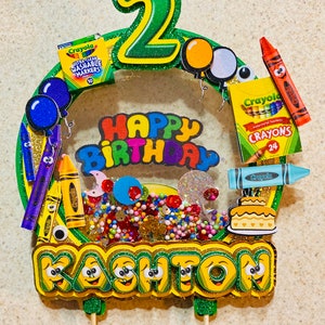 Crayola Cake Topper/Shaker, Birthday Shaker, Cake Topper, Customizable Cake Topper, Birthday Decor, Crayon Cake Topper